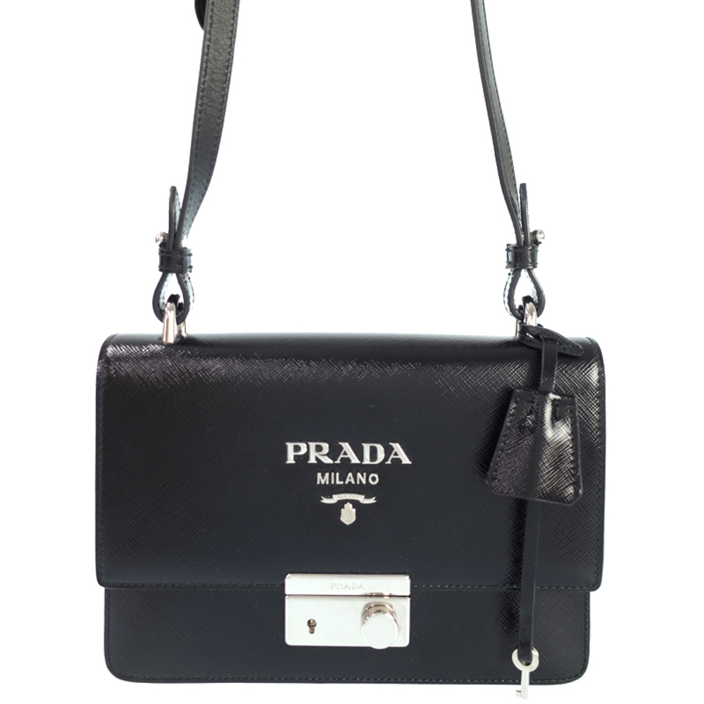 Prada Leather Shoulder Bag Handbag Black - Picture 1 of 4